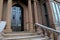 Impressive front entrance of historic Victoria Mansion,Portland,Maine,2016