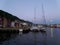 Impressive full moon over Bryggen, the famous historic harbor of Bergen, Norway