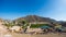 The impressive landscape and cityscape at Amber Fort, famous travel destination in Jaipur, Rajasthan, India. Fish eye and ultra wi