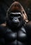 Impressive Metallic Gorilla Portrait: Dark and Majestic