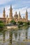 Impressive monument of the cathedral basilica del Pilar on the edge of the river Ebro in Zaragoza, Spain.