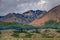 An impressive mountain range in Kuray steppe of Altai Krai