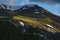 An impressive mountain range at sunset