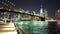 Impressive New York skyline with Brooklyn Bridge by night - videoclip Manhattan New York APRIL 25, 2015