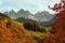 The impressive Odle Group at sunset seen from Santa Maddalena