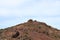 Impressive panoramic landscape of clouds and volcanic mountains from the top of the Roque de los Muchachos viewpoint, on the