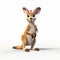 Impressive Photorealistic Render Of A Standing Kangaroo On White Background