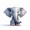 Impressive Pixar Style Elephant On White Background In 8k Uhd