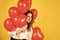 Impressive present. Happy valentines day. Birthday party. Helium balloons for party. Girl heart balloons. Gift for