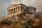 Impressive Relief Painting of Parthenon from Base View. Perfect for Wall Art.