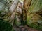 Impressive rock formations in Berdorf forest