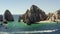 Impressive Rock Formations and Natural Arch, Landmark of Cabo, Mexico, Aerial