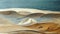 Impressive sand dunes in the desert. Blue sky, daylight. Desert landscape background. Digital art.