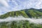 Impressive scenery of green mountain under blue sky in Chamonix