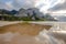 Impressive scenery of a lonely beach at the northern Lofoten isl