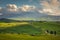 Impressive spring landscape,view with cypresses and vineyards ,Tuscany,Italy