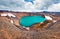 Impressive summer view of crater pool of Krafla volcano. Dramatic morning scene of Northeast Iceland, Myvatn lake located, Europe.