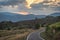 Impressive sunset over the saddle of the generals, a town above the city of Bobbio