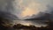 Impressive Tonalism Painting Of Mountains And Lake