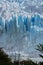 Impressive vertical photo of the Perito Moreno Glacier located in the Andes Mountains in Patagonia Argentina