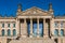 Impressive view of the distinctive Reichstag building from the Platz der Republik in Berlin, Germany