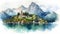 Impressive Watercolor Illustration Of An Austrian Church And Mountains