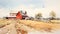 Impressive Watercolor Sketch Of A Red Barn In Rural America