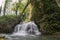 An impressive waterfall forming a river with the arrival of autumn located in Zaragoza, Spain