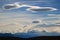 Impressive white and grey clouds on the autumn evening sky in Patagonia, Argentina