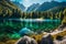 Impressively beautiful Fairy-tale mountain lake in Austrian Alps. colorful Scenery.