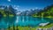 Impressively beautiful Fairy-tale mountain lake in Austrian Alps. colourful Scenery.