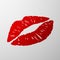 Imprint female lips on a paper. Red Lipstick. Stock illus