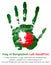 Imprint of the left hand in the colors of the national flag of Bangladesh - green and red