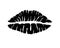 Imprint of painted lips - vector black silhouette. Kiss - lipstick trace silhouette for logo or corporate identity.