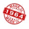 An imprint of a seal or stamp with the inscription MADE IN 1964. Label, sticker or trademark. Editable vector illustration