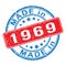 Imprint of a seal or stamp with the inscription MADE IN 1969. Label, sticker or trademark. Editable vector illustration