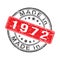 Imprint of a seal or stamp with the inscription MADE IN 1972. Label, sticker or trademark. Editable vector illustration