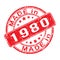 Imprint of a seal or stamp with the inscription MADE IN 1980. Label, sticker or trademark. Editable vector illustrationn