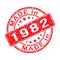 Imprint of a seal or stamp with the inscription MADE IN 1982. Label, sticker or trademark. Editable vector illustration