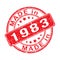 Imprint of a seal or stamp with the inscription MADE IN 1983. Label, sticker or trademark. Editable vector illustration