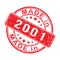 Imprint of a seal or stamp with the inscription MADE IN 2001. Editable vector illustration. Label, sticker or trademark