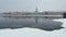 improbable winter landscape of the snow-covered embankment of St. Petersburg, Museums of Anthropology and Ethnography