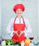 Improve culinary skill. Best culinary recipes to try at home. Welcome to my culinary show. Woman pretty chef wear hat