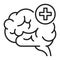 Improving brain activity black line icon. Exercising the brain to improve memory, focus, or daily functionality. Pictogram for web