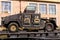 Improvised armored car of terrorists on a railway flatcar