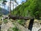 Improvised wooden bridge in the valley of Weisstannental