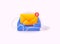Inbox icon with envelope. Render email box with letters, paper plane. 3D web Vector Illustrations