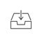 Inbox line icon, box and arrow outline logo illustration,
