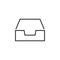 Inbox line icon, box outline logo illustration, linear pi