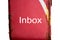 Inbox words on red post box have the rust on white backgroundInbox words on red post box have the rust on white background